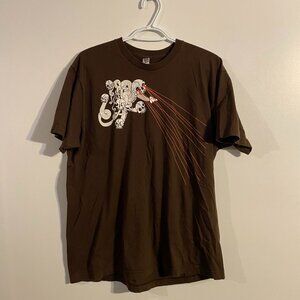 Y2K JNCO STYLE Brown Skulls And Lasers Tee TAGGED XL